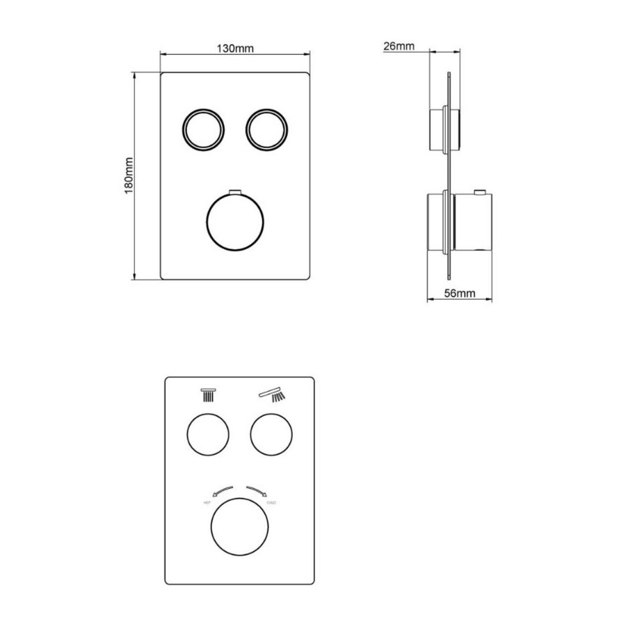 Afbouwdeel Boss & Wessing Douchekraan Thermostatisch 2-Wegs Geborsteld Staal