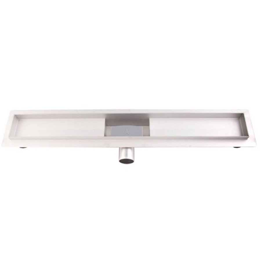 Douchegoot Brauer 100x7 cm RVS Vloerflens Inclusief Kunststof Sifon Verstelbare Poten