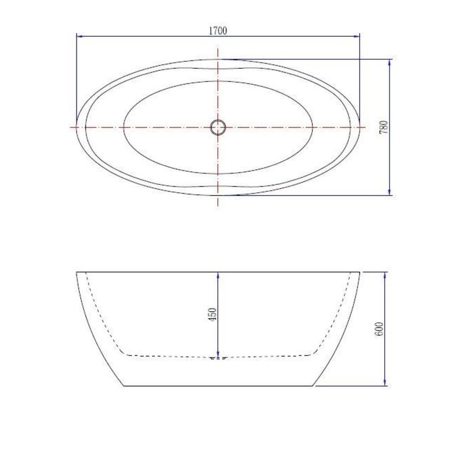 Ligbad Boss & Wessing Oxford Vrijstaand Acryl 170x78 cm Mat Wit