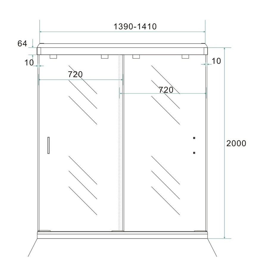 Nisdeur Wiesbaden Dubbele Schuifdeur 2-Delig 140x200 cm 8 mm NANO