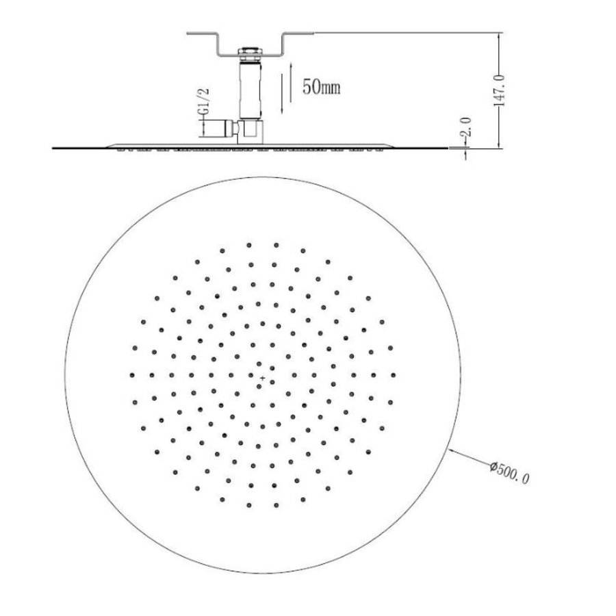 Inbouw Hoofddouche Boss & Wessing Ultra Rond 50 cm Chroom