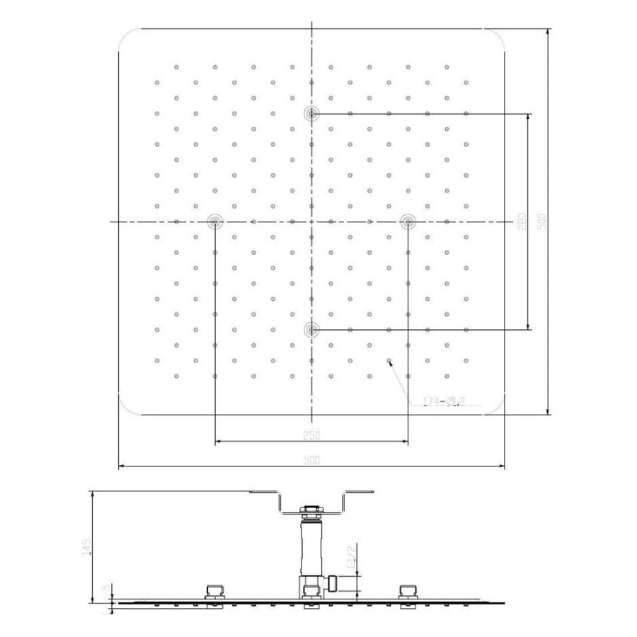 Inbouw Hoofddouche Boss & Wessing Ultra Vierkant 50x50 cm Chroom