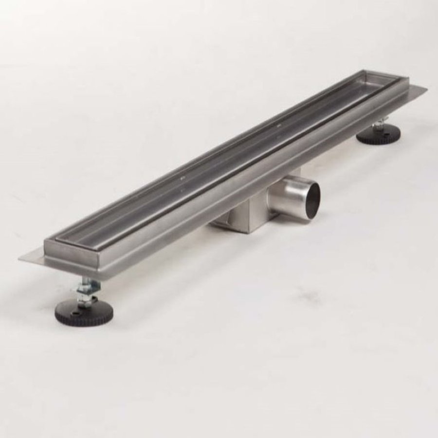 Douchegoot Brauer Geborsteld RVS Muur Montage Inclusief Vloerflens 70x7 cm Zero Tegelinlegrooster Omkeerbaar