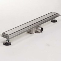 Douchegoot Brauer Geborsteld RVS Muur Montage Inclusief Vloerflens 70x7 cm Zero Tegelinlegrooster Omkeerbaar