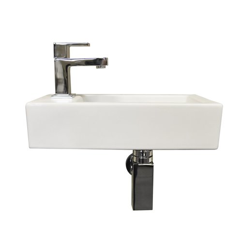 Fontein Boss & Wessing Rinka 36,5x18x9 cm Kraangat Links Mat Wit 