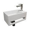 Fontein Boss & Wessing Solid Surface met Handdoekrek Mat Wit (kraangat rechts)