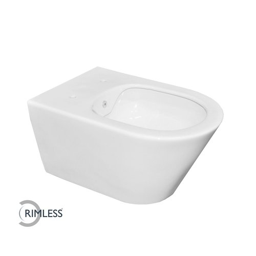 NIET MEER LEVERBAAR ! Wandcloset Wiesbaden Luxe Rimless 53 cm Inclusief Bidet-functie Wit 