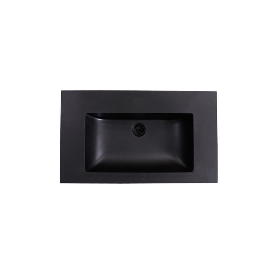 Wastafel Sanilux Quartz Classic 80x47x3 cm Keramiek Mat Zwart (0 kraangaten)