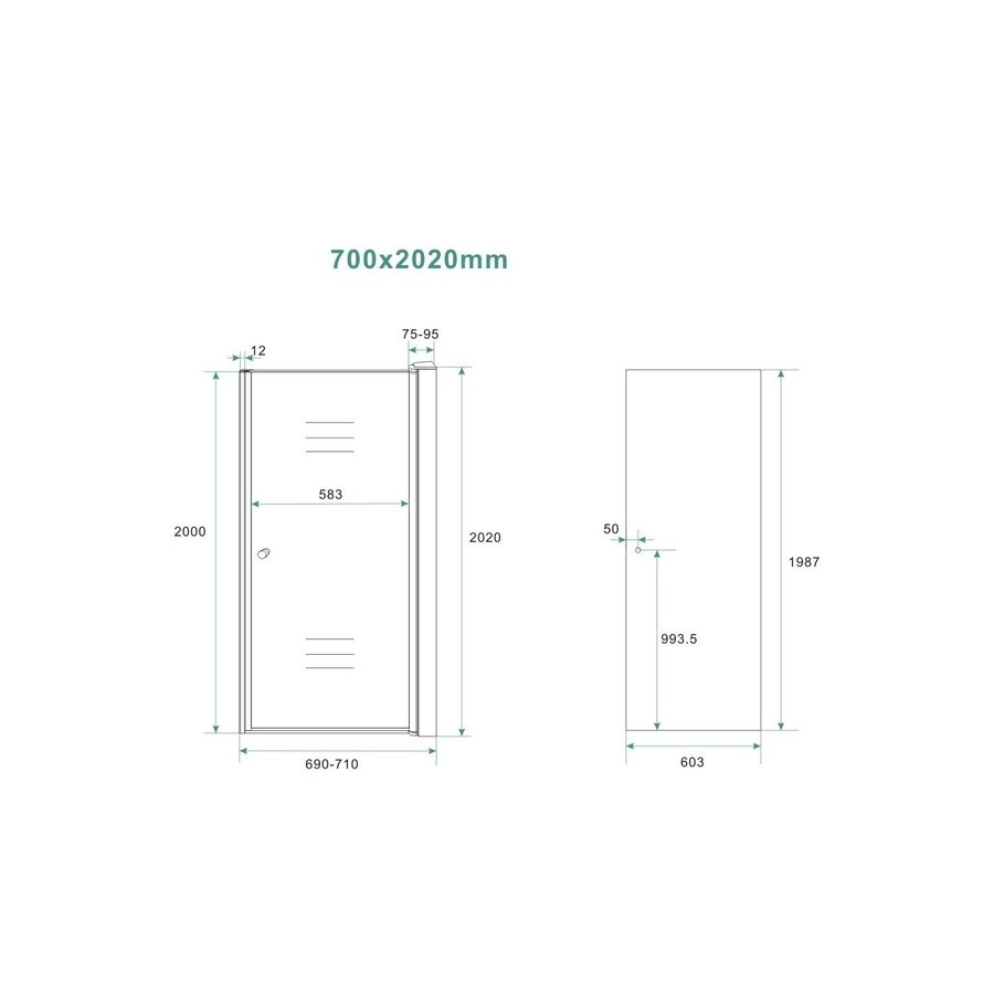 BWS Nisdeur Met Profiel 70x202 cm 8 mm NANO Omkeerbaar Rookglas