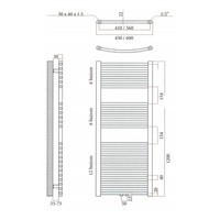 Designradiator Sanicare RVS Look Inclusief Ophanging Midden Aansluiting Recht 120x45 cm