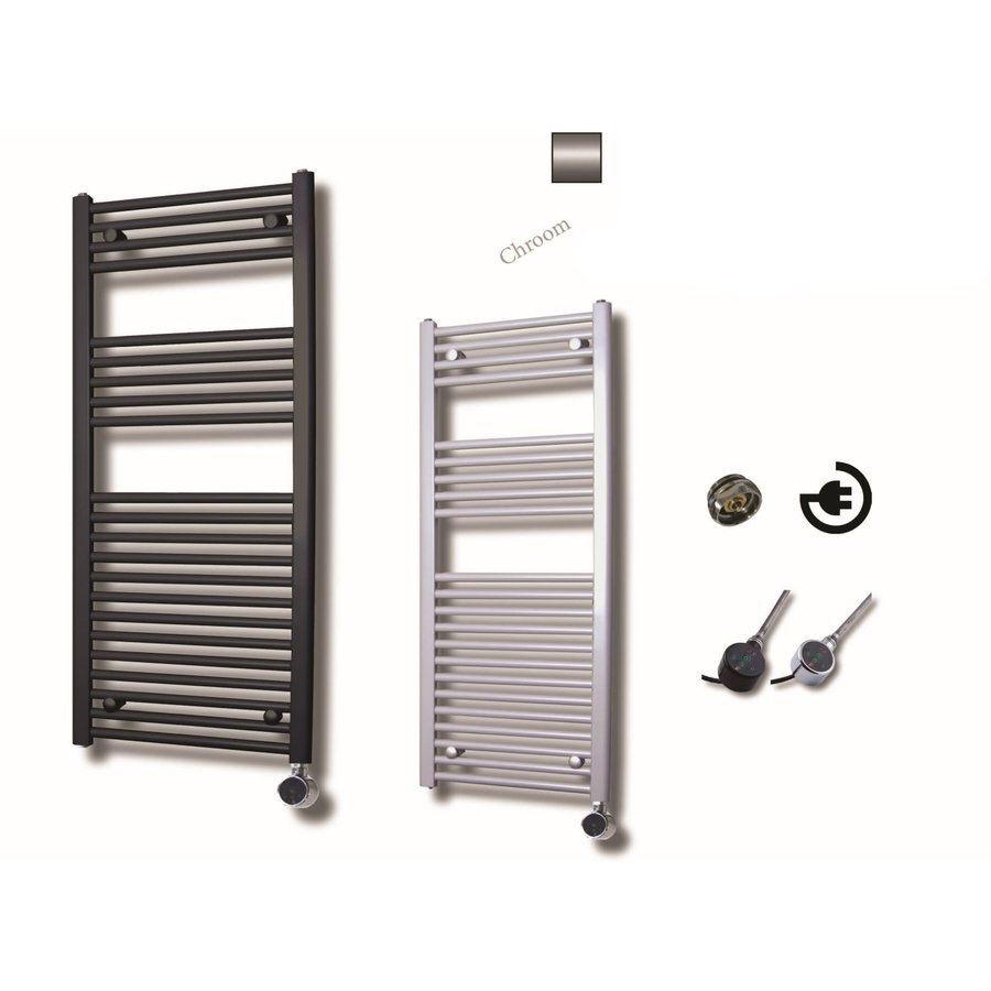 Elektrische Design Radiator Sanicare Plug En Play 111,8 x 60 cm Chroom Thermostaat Chroom 533 Watt