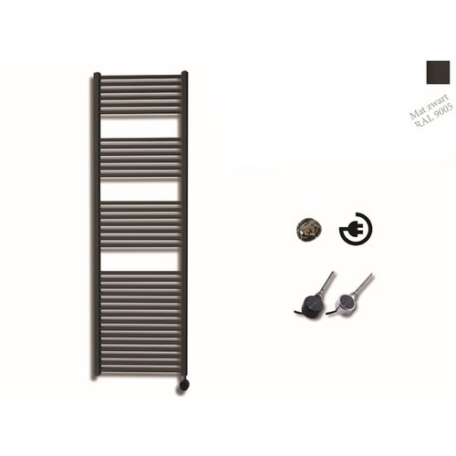 Elektrische Design Radiator Sanicare Plug En Play 172 x 45 cm Mat Zwart Thermostaat Chroom 920 Watt 