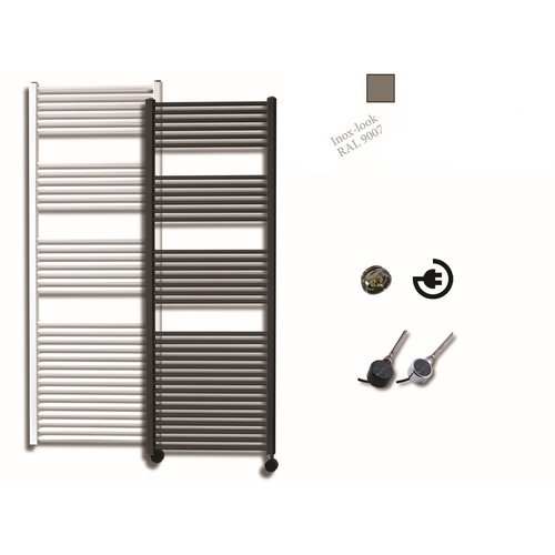 Elektrische Design Radiator Sanicare Plug En Play 172 x 60 cm Inox Look Thermostaat Chroom 1127 Watt 