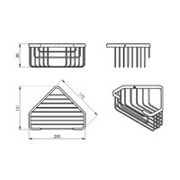 Hoekdraadmand Sapho Smart 20x8x15.1 cm Mat Zwart