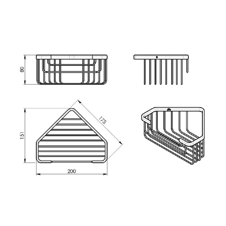 Hoekdraadmand Sapho Smart 20x8x15.1 cm Mat Zwart