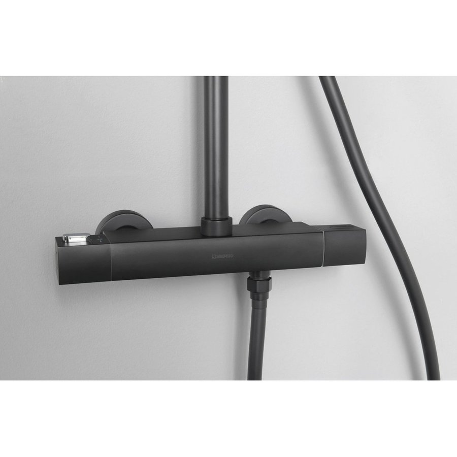 Regendoucheset Opbouw Sapho Spy Thermostaatkraan 29x19 cm Mat Zwart