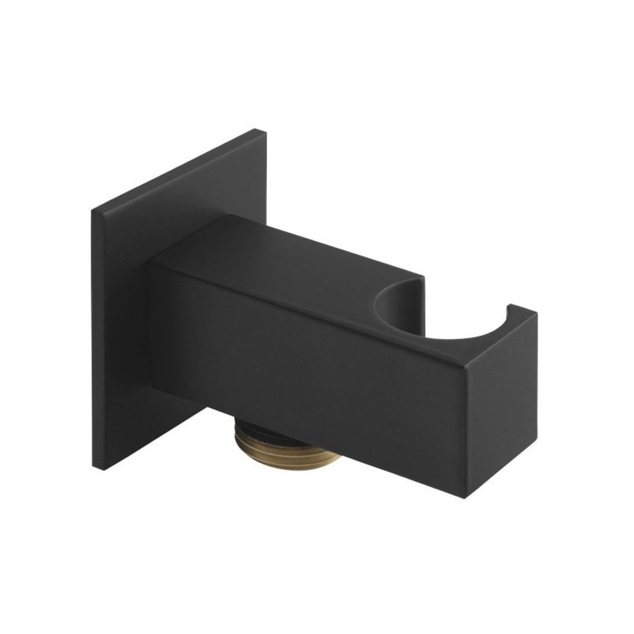 Opsteek Handdouchehouder Sapho met Wateruitlaat Vierkant Mat Zwart