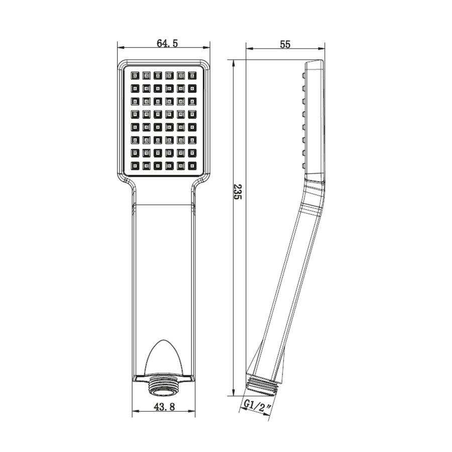 Losse Handdouche Sapho 1-stand Rechthoek 6.4 cm Mat Zwart