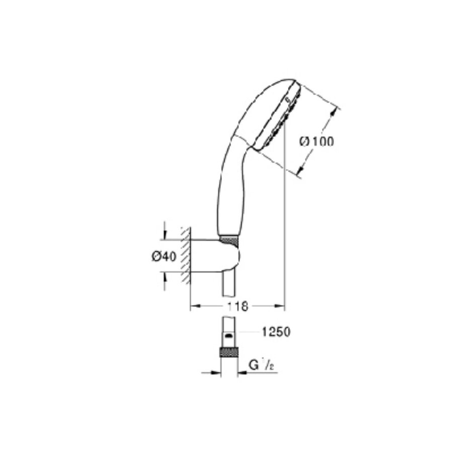 Badset Grohe Tempesta New 2-standen 125 cm Doucheslang Chroom / Wit