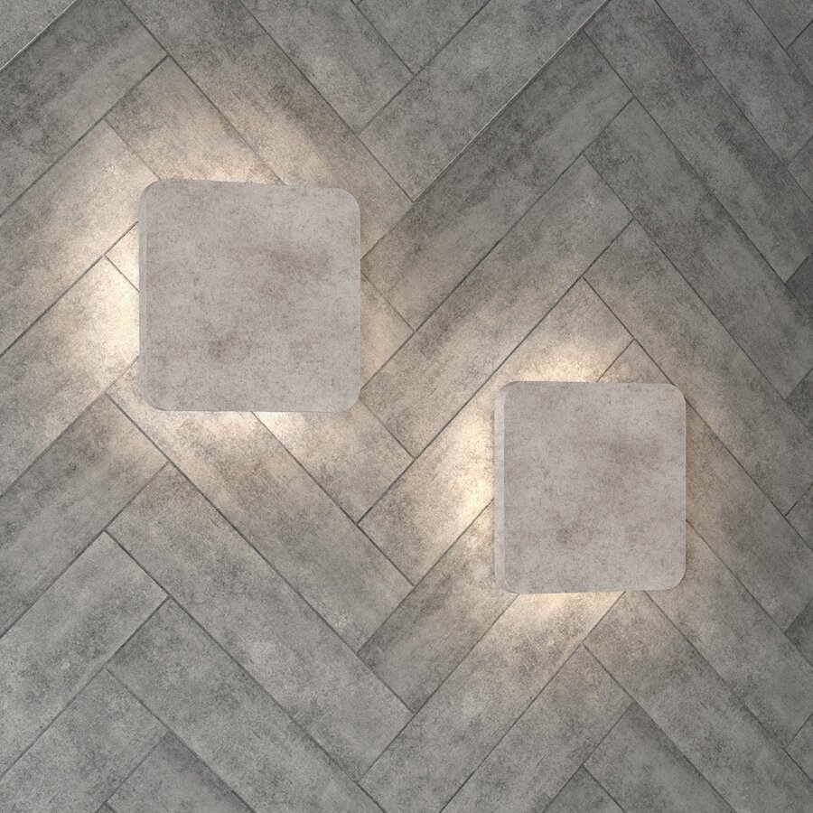 Wandverlichting Beton met LED strijklicht rondom 15x15 cm Beton Grijs