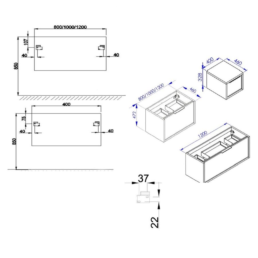 Allibert Wastafelonderkast Sorento 3 lades Sifon Uitsparing Gecentreerd 120cm Eik halifax