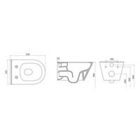 NIET MEER LEVERBAAR Wandcloset Wiesbaden Stereo Rimless 53 cm Mat Zwart (Incl. zitting)