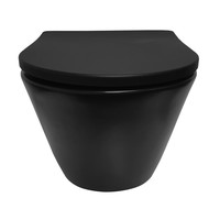 Wandcloset Wiesbaden Stereo Rimless 53 cm Mat Zwart (Incl. zitting)