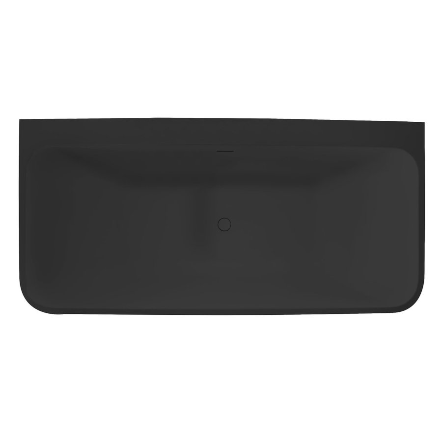 Semi-Vrijstaand Ligbad Best Design Borgh 180x85x55 cm Solid Surface Mat Zwart