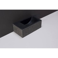 Fontein Forzalaqua Venetia XS Graniet Gezoet Gebrand Zonder Kraangat Links 29x16x10 cm