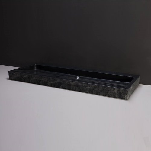 Wastafel Forzalaqua Palermo Graniet Gezoet Gekapt Zonder Kraangat Zwart 100,5x51,5x9 cm 
