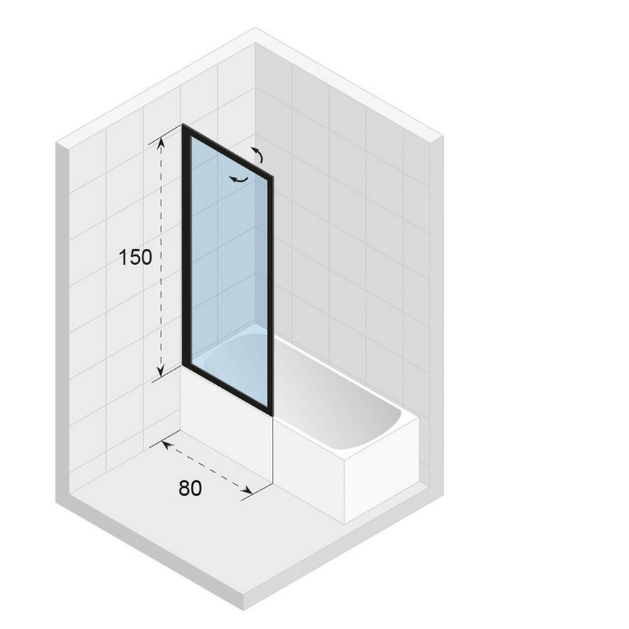 Badwand Riho Lucid GD501 Omkeerbaar Verstelbaar Aluminium 150x80 cm Mat Wit