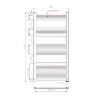 Designradiator Boss & Wessing Vertico Multirail 120x60 cm Antraciet Zij-Onderaansluiting