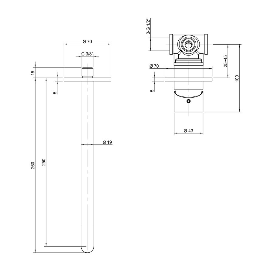 Inbouw Wastafelkraan Sanimex Bellezza Bagno 1-hendel Uitloop Gebogen 25 cm Geborsteld RVS