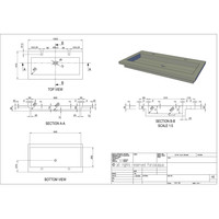 Wastafel Forzalaqua Helsinki Hardsteen Gezoet Met 2 Kraangaten 100,5x51,5x9,5 cm