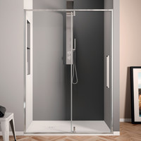 Klapdeur Lacus Murano Tweedelig Helder Glas 90x200 cm Aluminium Profiel Chroom