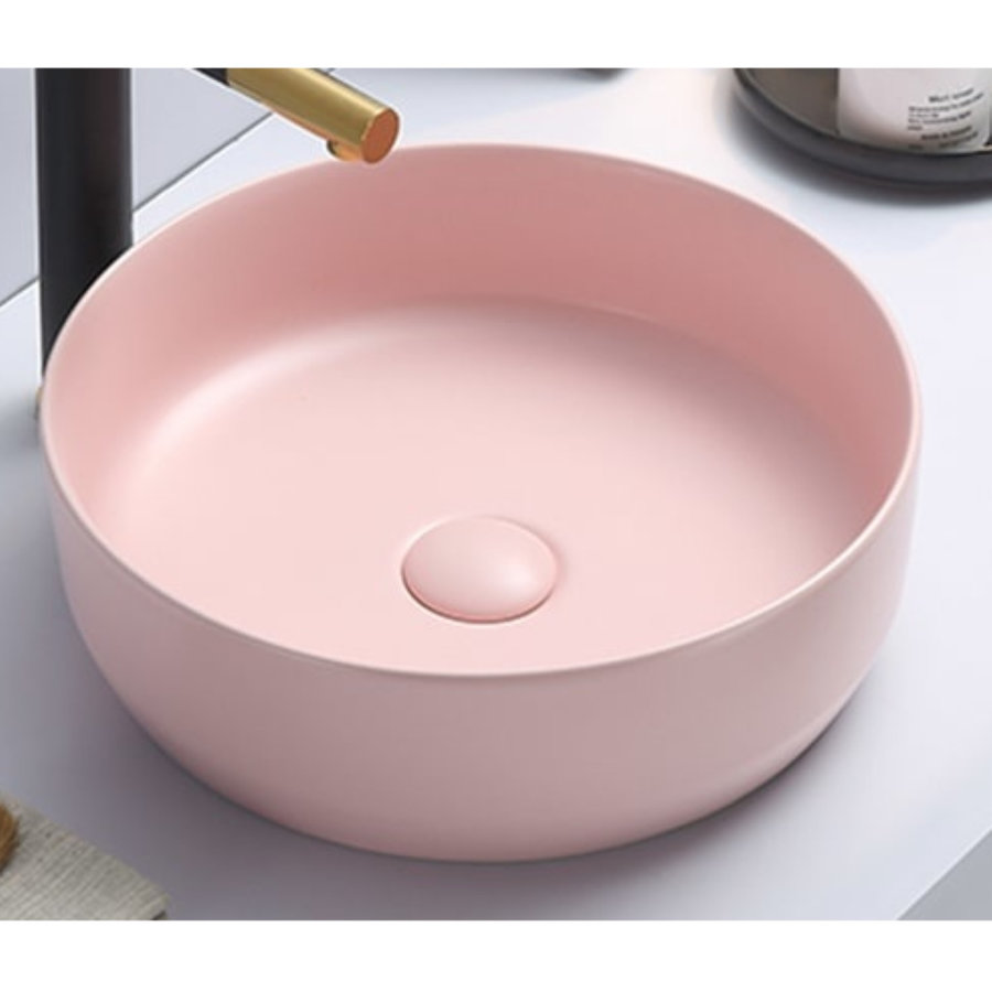 Waskom Sanilux Victoria Color Line Rond 39 cm Inclusief Click Waste Mat Pastel Roze
