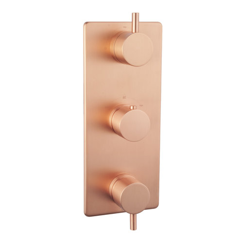 Inbouw Douchekraan BWS Thermostaat Afbouwdeel 3-Weg Geborsteld Koper 