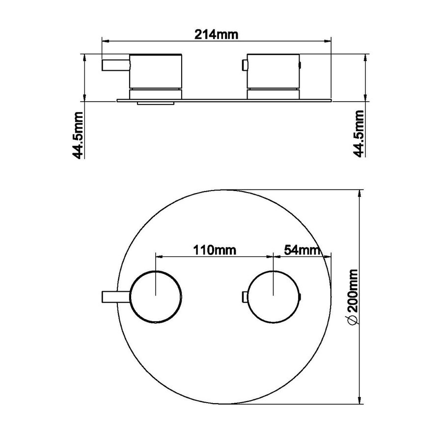 BWS Afbouwdeel Cemal Douche Thermostaat 2-Weg Rond RVS