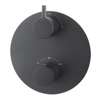 BWS Afbouwdeel Cemal Douche Thermostaat 2-Weg Rond Mat Zwart