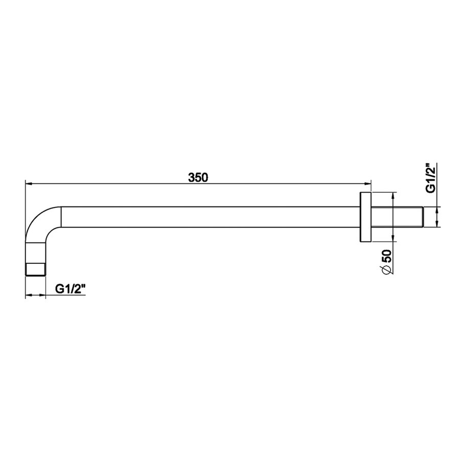 Gebogen Douche-Arm Wiesbaden Rond Muurbevestiging 35 cm Gunmetal