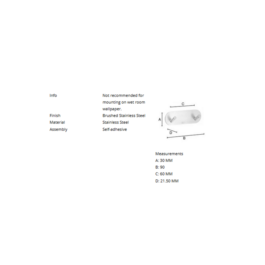 Dubbele Haak Smedbo Xtra Design Mini Geborsteld RVS