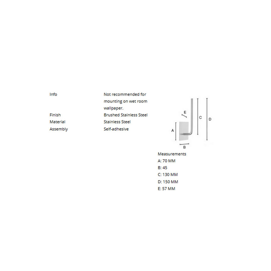 Reserverolhouder Smedbo Xtra Vierkant 5.7x13 cm Zelfklevend Geborsteld RVS