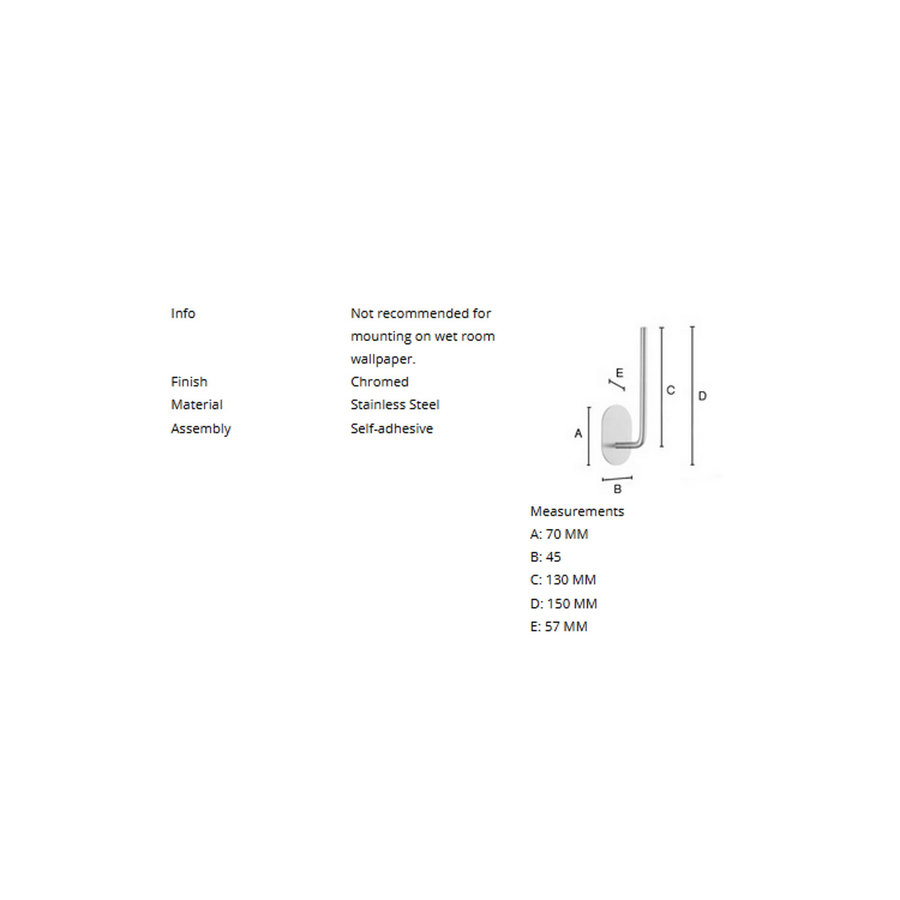 Reserverolhouder Smedbo Xtra 5.7x15 cm Zelfklevend Chroom