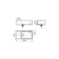 Clou New Flush 3 Fontein Links Met Voorbewerkte Kraangat En Afvoerset Wit Aluite 35x18x10cm