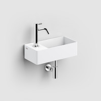 Clou New Flush 3 Fontein Links Met Voorbewerkte Kraangat En Afvoerset Wit Aluite 35x18x10cm