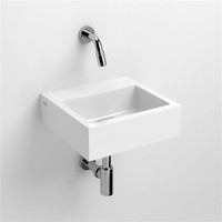 Clou Flush 1 Toiletfontein Met Voorbewerkt Kraangat En Plug Wit Mineral Marmer 28x27x9cm