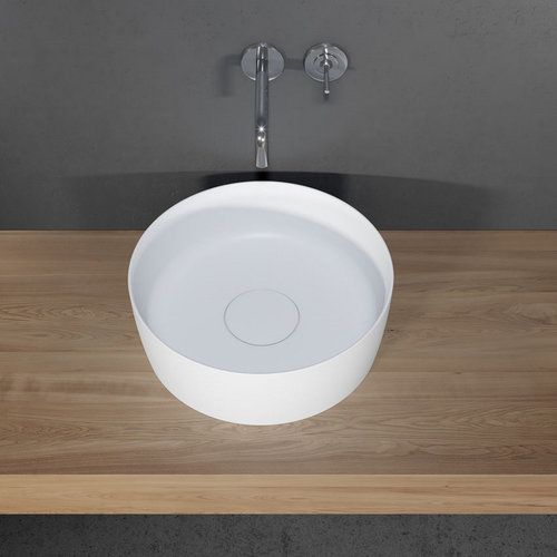 Waskom Riho Thin Opbouw Rond 41.8 cm Mat Wit 