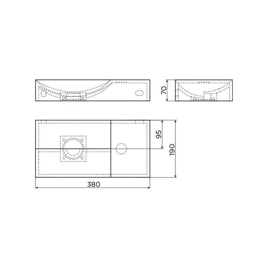 Clou Vale Fontein Met Voorbewerkt Kraangat Rechts Met Geïntegreerde Afvoer Zwart Mat Keramiek 38 cm