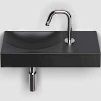 Clou Vale Fontein Met Voorbewerkt Kraangat Rechts Met Geïntegreerde Afvoer Zwart Mat Keramiek 45 cm