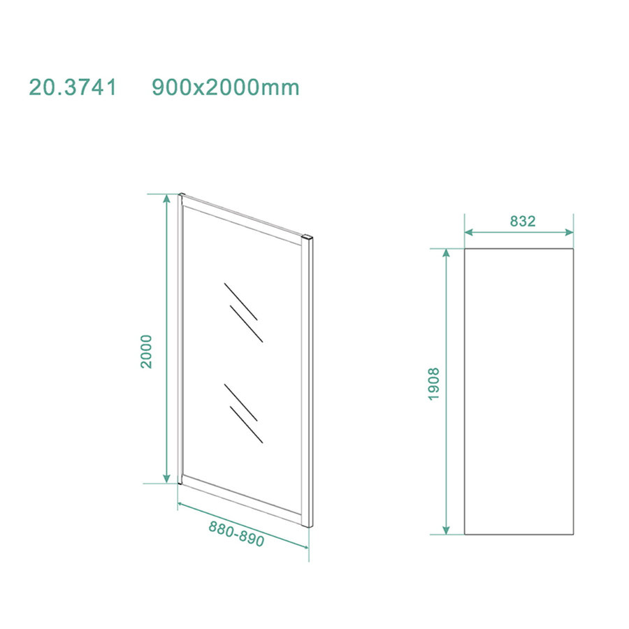 Zijwand Wiesbaden Skyline Voor Douchedeur 90x200 cm 8 mm NANO Coating Mat Zwart